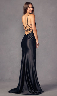 Sexy V-Neck Strappy-Open-Back Long Prom Dress 2417