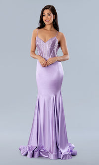 Deep V-Back Long Prom Dress: Stella Couture 24198