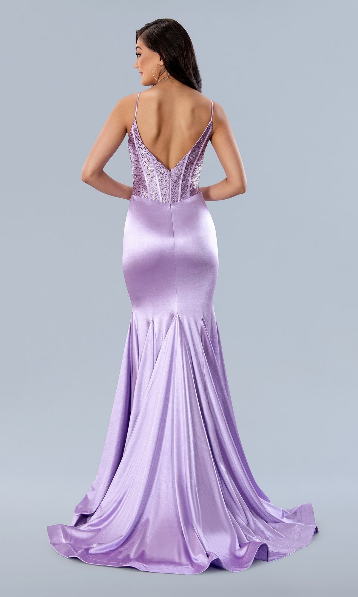 Deep V-Back Long Prom Dress: Stella Couture 24198