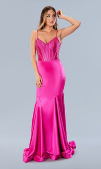 Deep V-Back Long Prom Dress: Stella Couture 24198