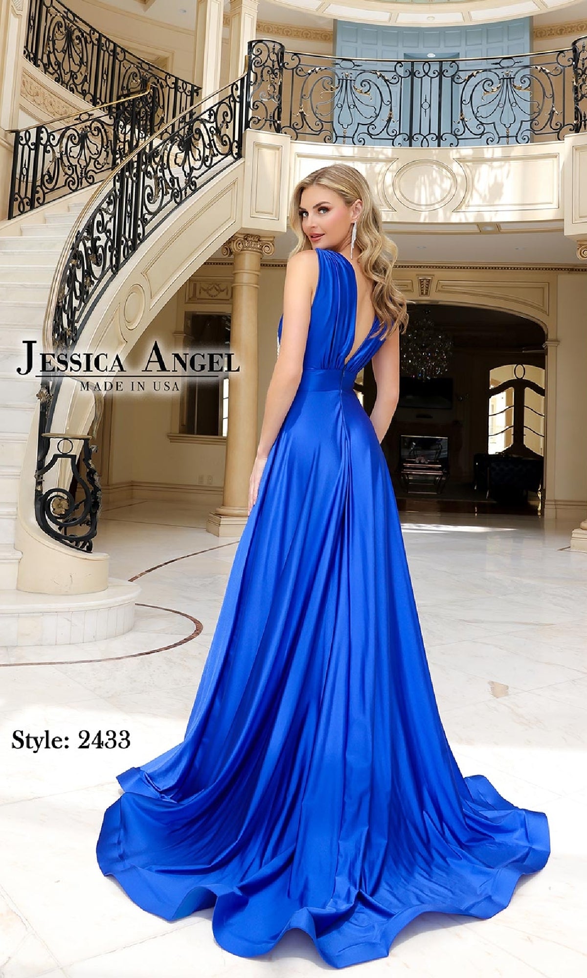 Deep V-Neck Long Prom Dress: Jessica Angel 2433