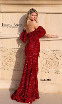 Bow Long Sequin Prom Dress: Jessica Angel 2435