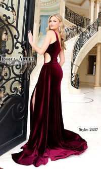 Cut-Out Long Velvet Prom Dress: Jessica Angel 2437