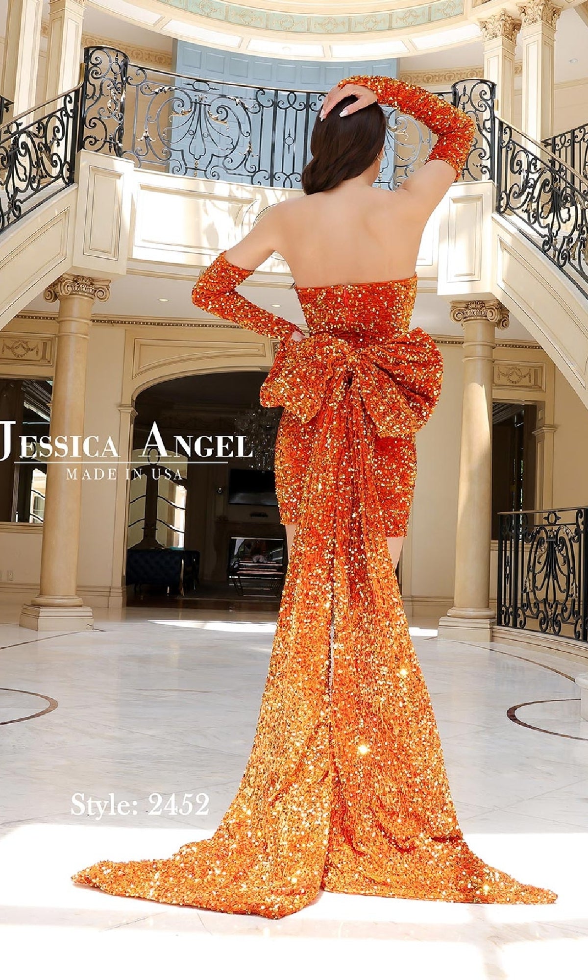 Gloved Short Sequin Hoco Dress: Jessica Angel 2452