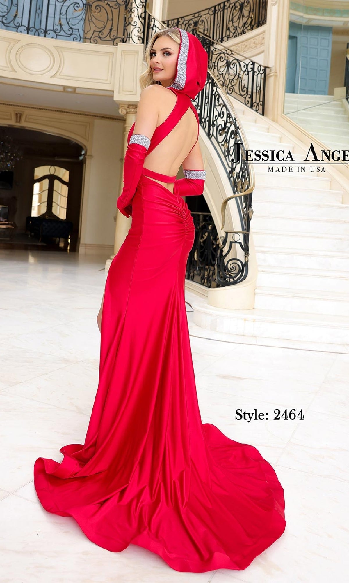 Gloved Long Hooded Prom Dress: Jessica Angel 2464