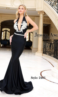 V-Neck Long Halter Prom Dress: Jessica Angel 2465