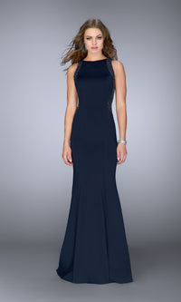 Long Navy Blue Prom Dress: La Femme 24839