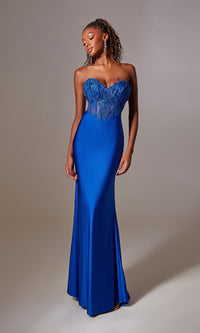 Blue Strapless Long Prom Dress: Aerie Couture 248