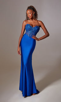 Blue Strapless Long Prom Dress: Aerie Couture 248