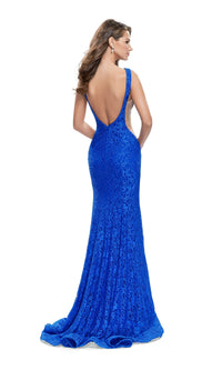 La Femme Open-Back Long Lace Prom Dress 24903