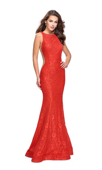 La Femme Open-Back Long Lace Prom Dress 24903