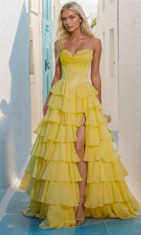 Strapless Ruffled Prom Ball Gown: PromGirl Exclusive