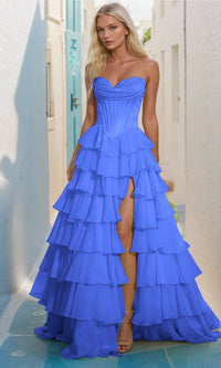 Strapless Ruffled Prom Ball Gown: PromGirl Exclusive