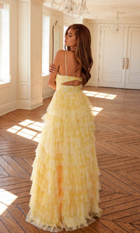 Long Yellow Ruffled Prom Dress: Juliet JT2508A