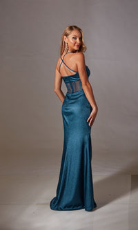 Sheer-Corset Long Prom Dress: Aerie Couture 250