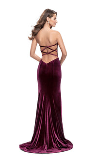 La Femme Strapless Long Velvet Prom Dress 25158