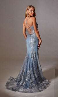 Long Glitter-Print Prom Dress: Aerie Couture 251