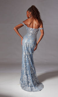 Long Blue Glitter Prom Dress: Aerie Couture 252