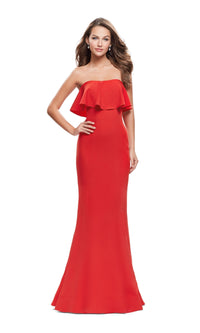 La Femme Strapless Ruffle Long Prom Dress 25419