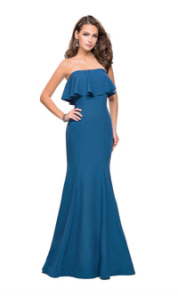 La Femme Strapless Ruffle Long Prom Dress 25419