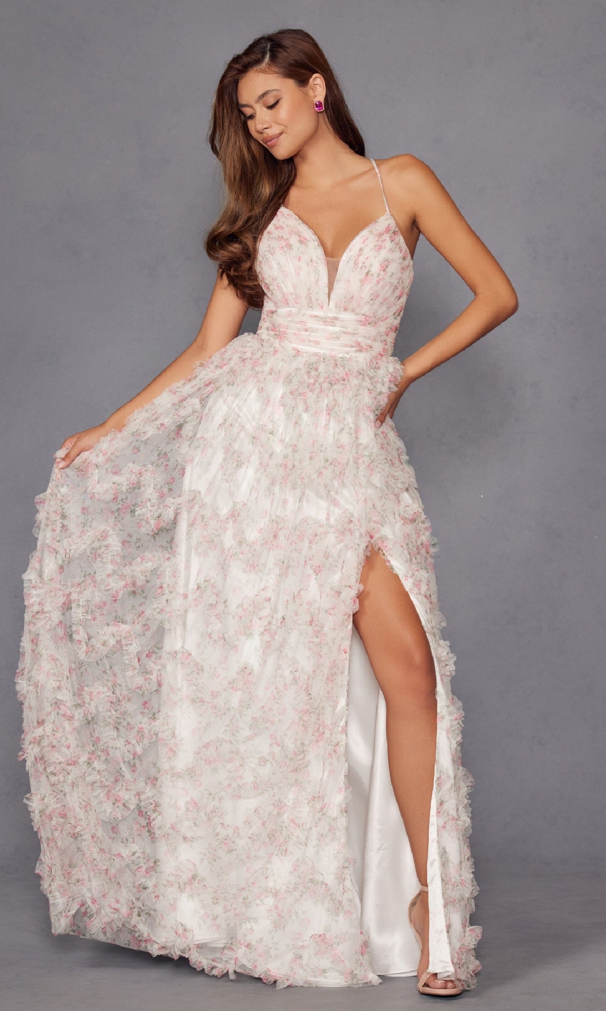 Pink Floral Prom Dress: Juliet JT2572U