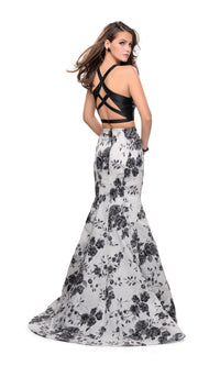 La Femme 25756 Blue Floral Print Prom Dress