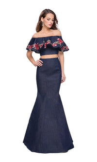 La Femme 26013 Navy Blue Two-Piece Prom Dress