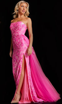 Jovani Strapless Long Neon Sequin Prom Dress 26134