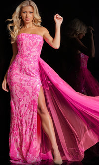 Jovani Strapless Long Neon Sequin Prom Dress 26134