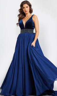 Jovani Belted Long Chiffon Prom Ball Gown 26201