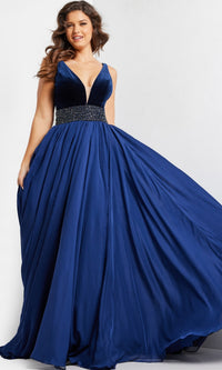 Jovani Belted Long Chiffon Prom Ball Gown 26201