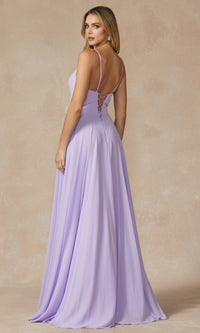 Simple Long Formal Dress with Lace-Up Back 263