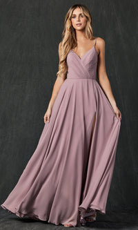 Simple Long Formal Dress with Lace-Up Back 263