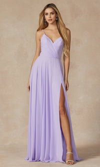 Simple Long Formal Dress with Lace-Up Back 263