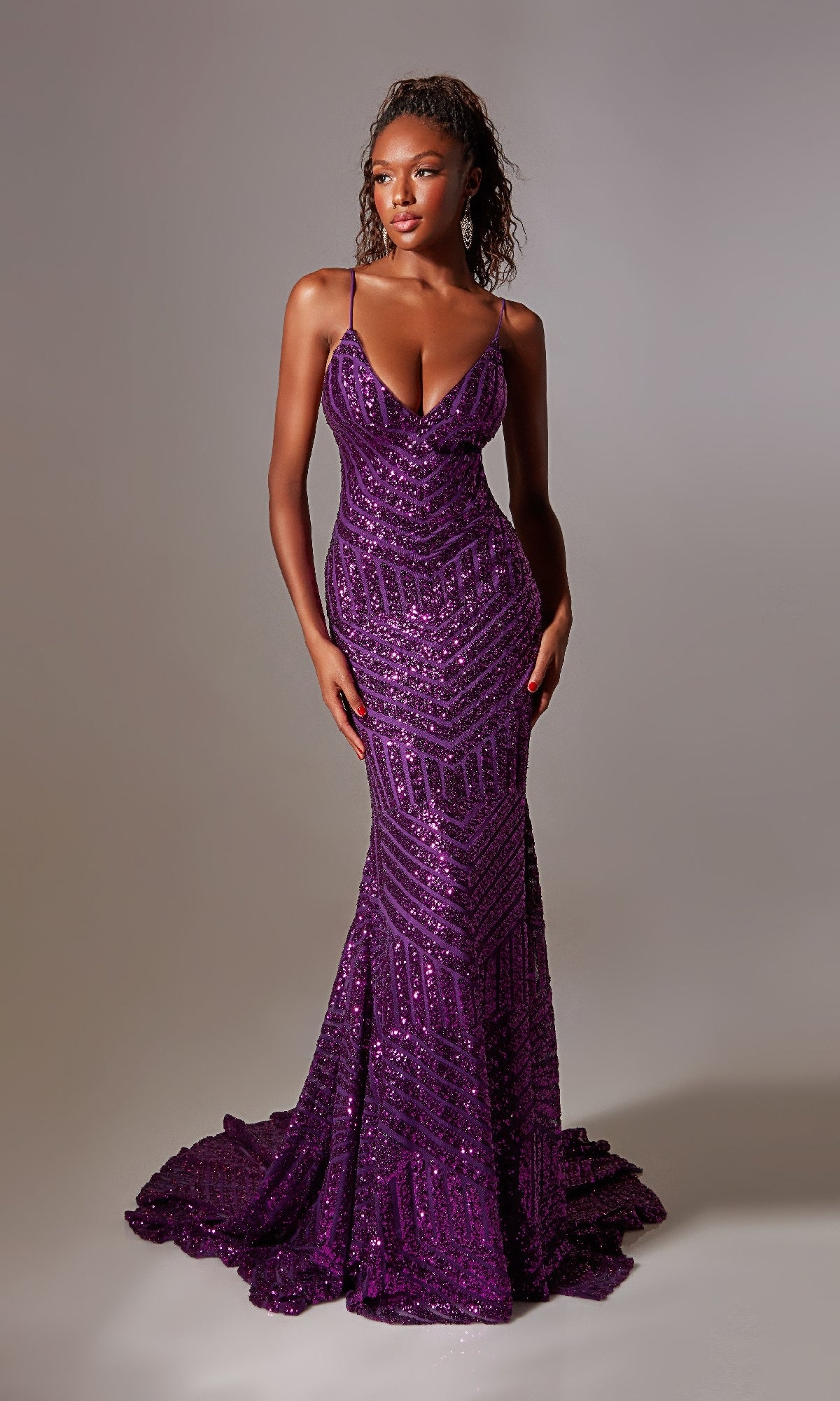 Lace-Up Long Sequin Prom Dress: Aerie Couture 263