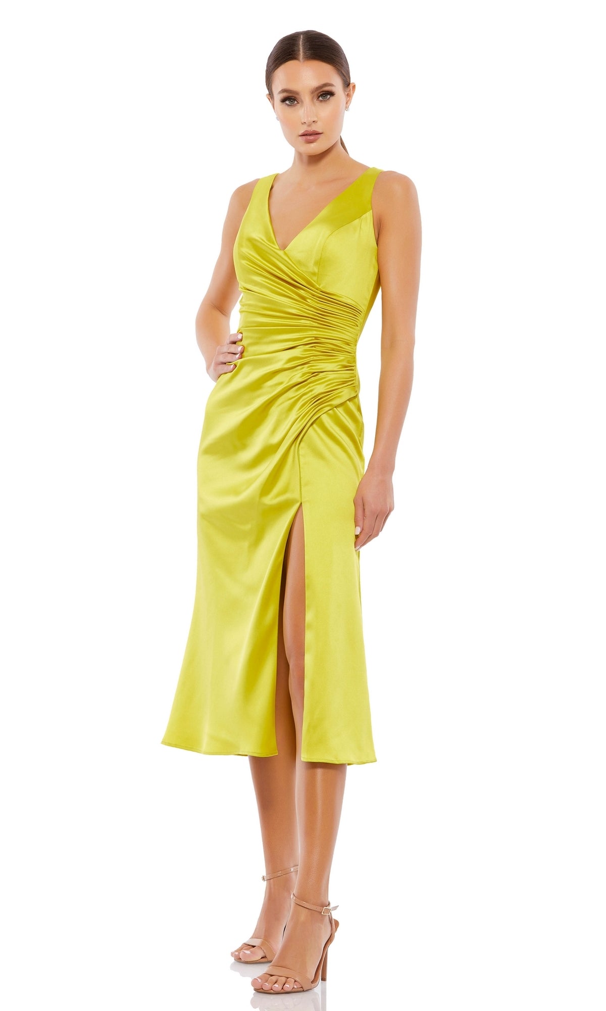 Bright Sleeveless Midi Wedding-Guest Dress 26625