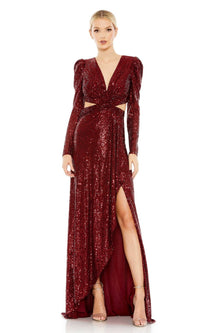 Long Nude Sequin Formal Dress with Cut Outs 26739