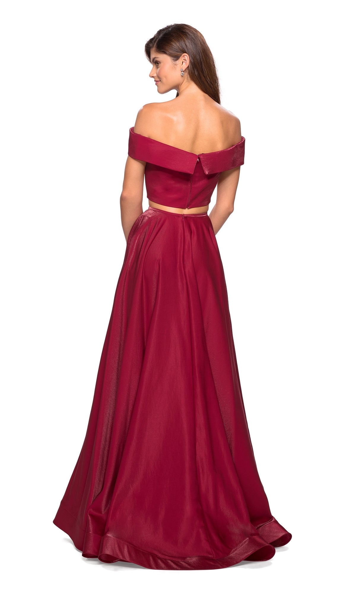 La Femme A-Line Two-Piece Satin Prom Dress 26919