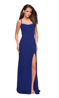 La Femme Strappy Open-Back Jersey Prom Dress 26940