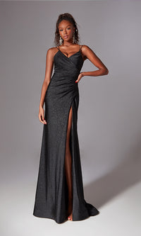 Lace-Up Long Glitter Prom Dress: Aerie Couture 271