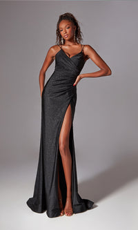 Lace-Up Long Glitter Prom Dress: Aerie Couture 271