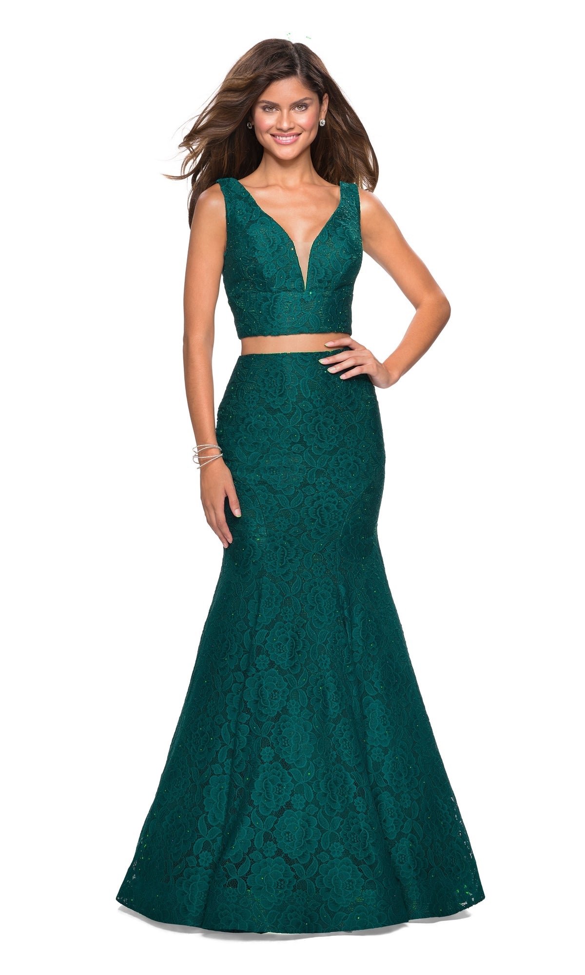 La Femme Two-Piece Mermaid Lace Prom Dress 27262