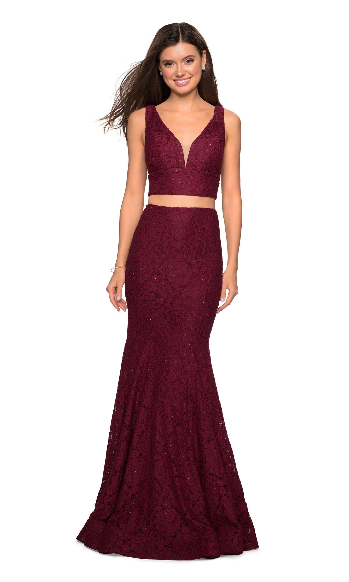 La Femme Two-Piece Mermaid Lace Prom Dress 27262