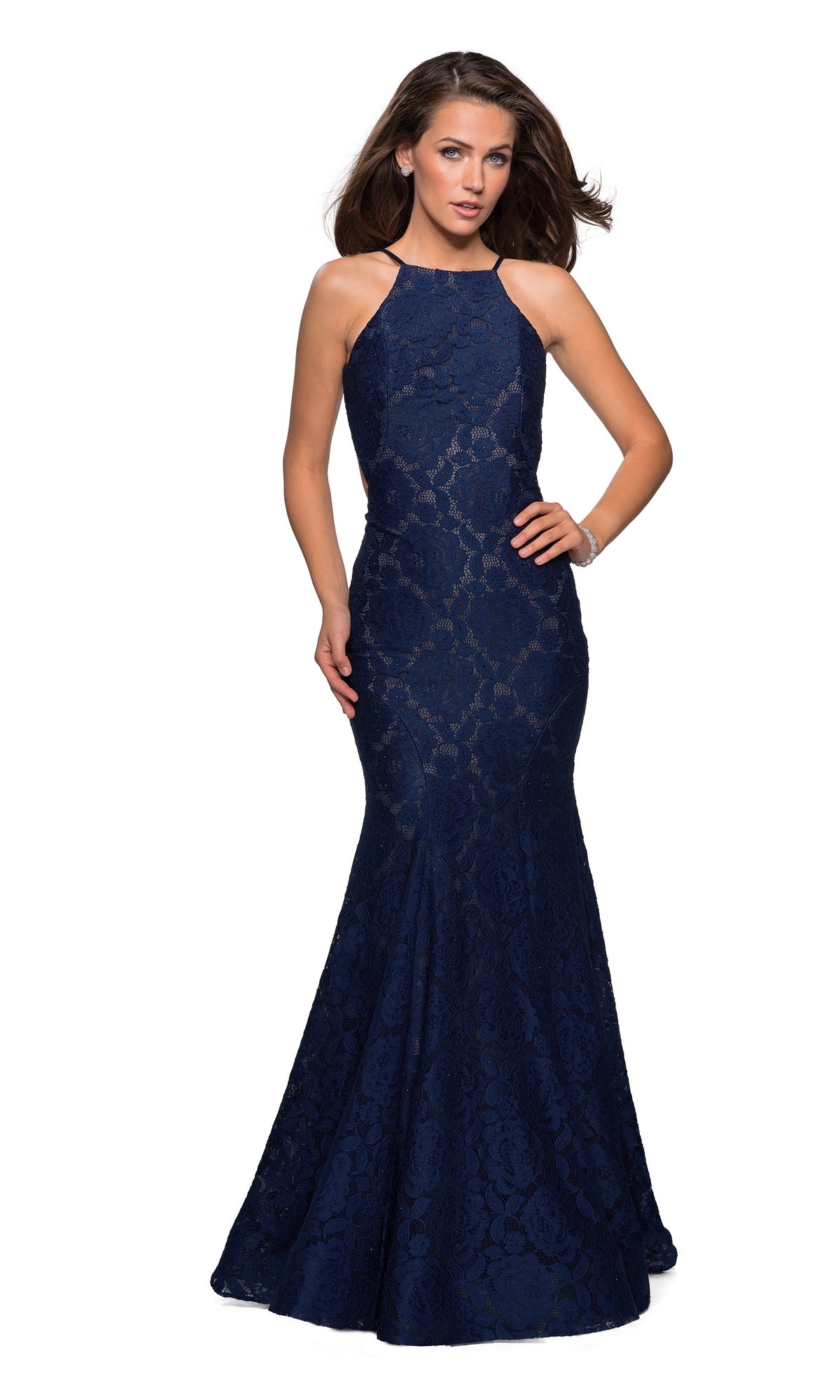 La Femme Floral Lace Mermaid Prom Dress 27289