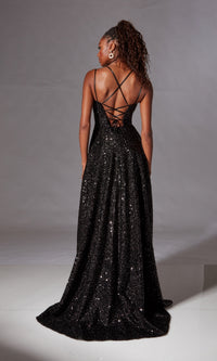 Long Black Glitter Prom Dress: Aerie Couture 273