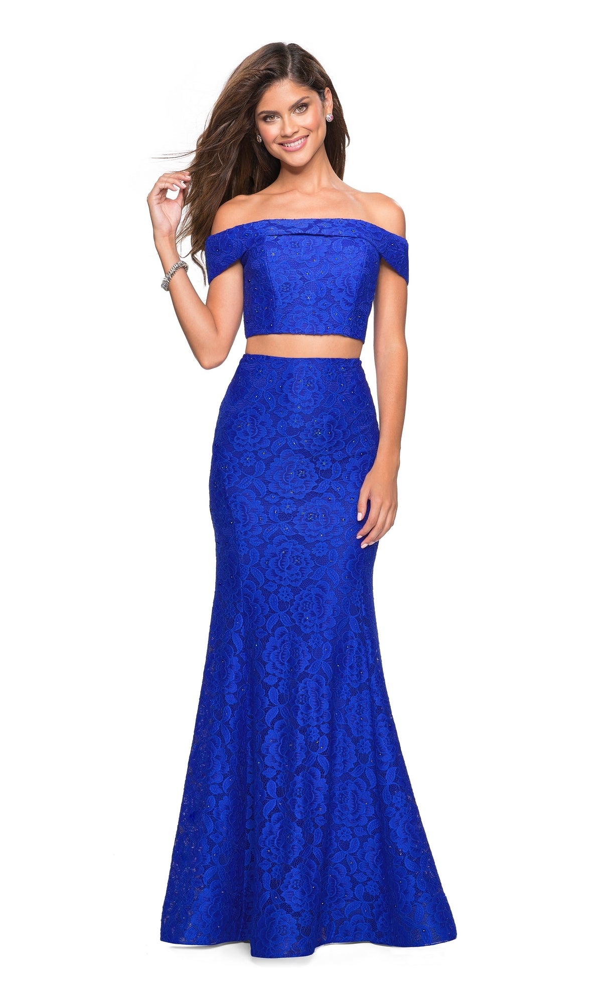 La Femme Two-Piece Mermaid Lace Prom Dress 27443