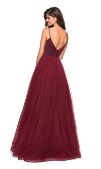 La Femme A-Line Open-Back V-Neck Prom Dress 27485