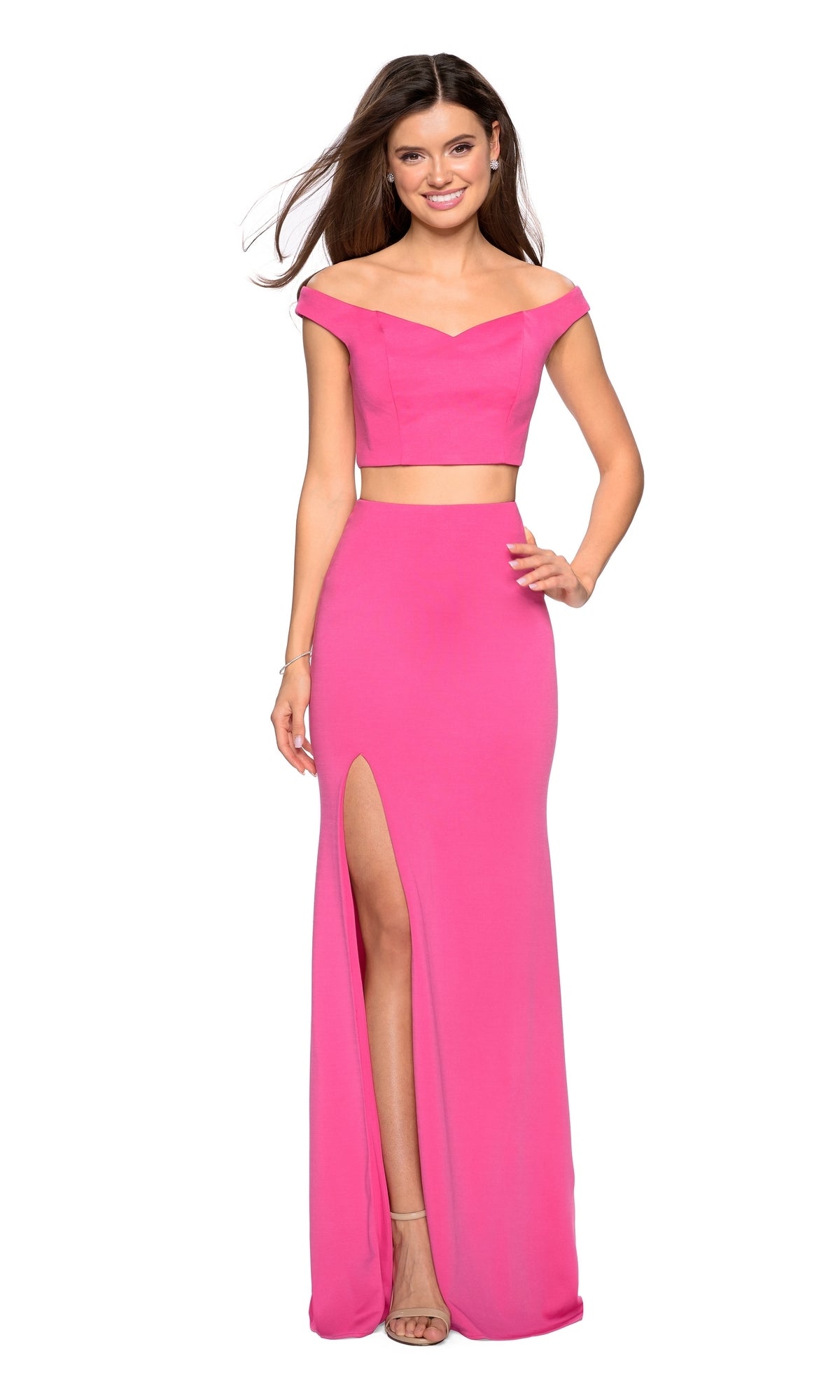 La Femme Off-Shoulder Two-Piece Prom Dress 27496