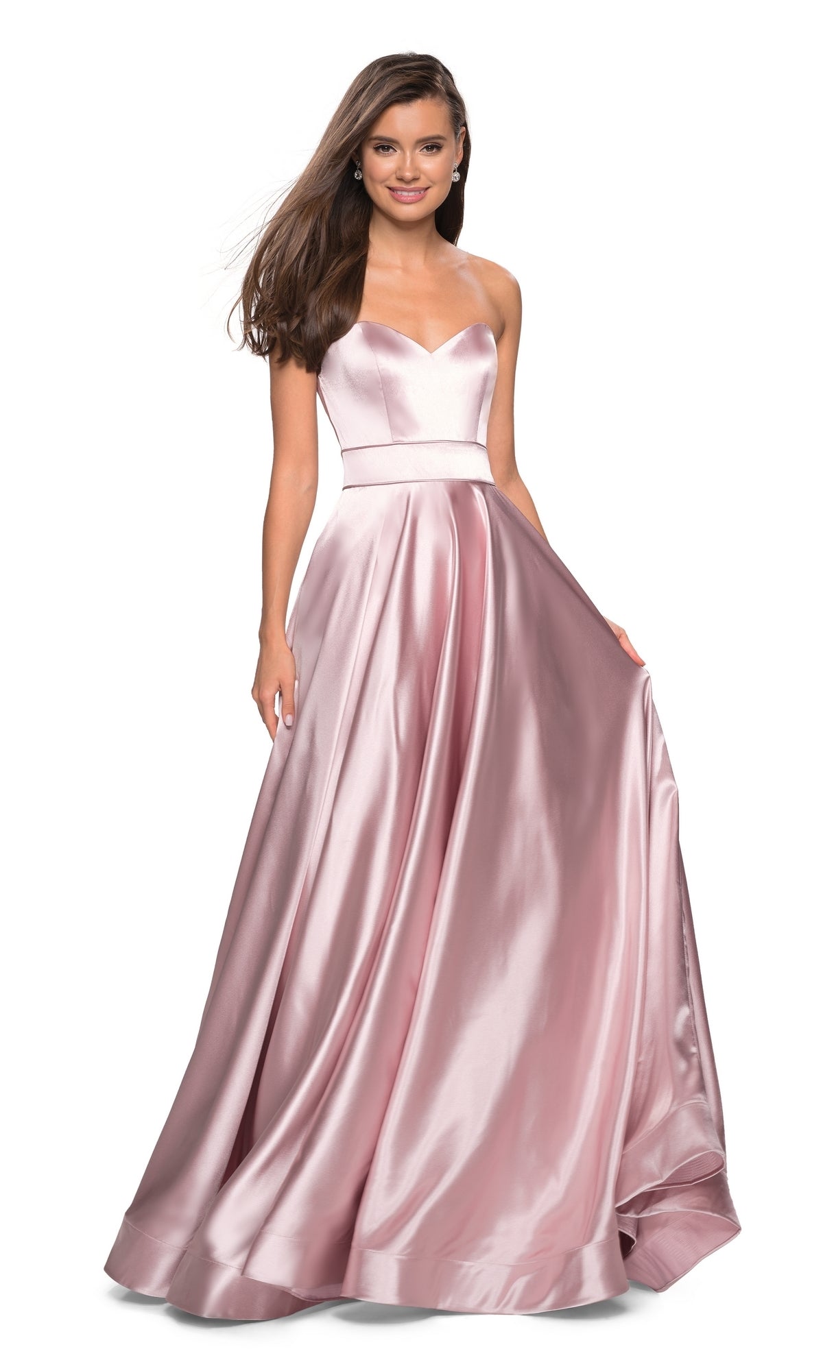 La Femme Strapless A-Line Satin Prom Dress 27506