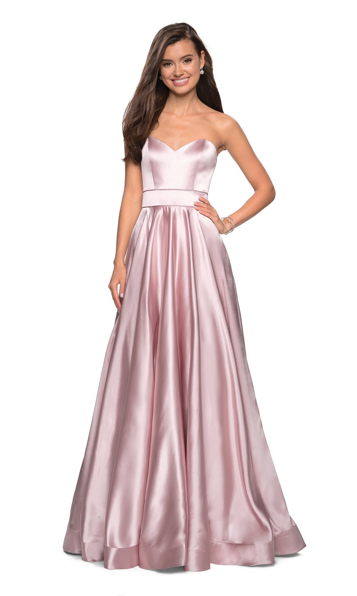 La Femme Strapless A-Line Satin Prom Dress 27506